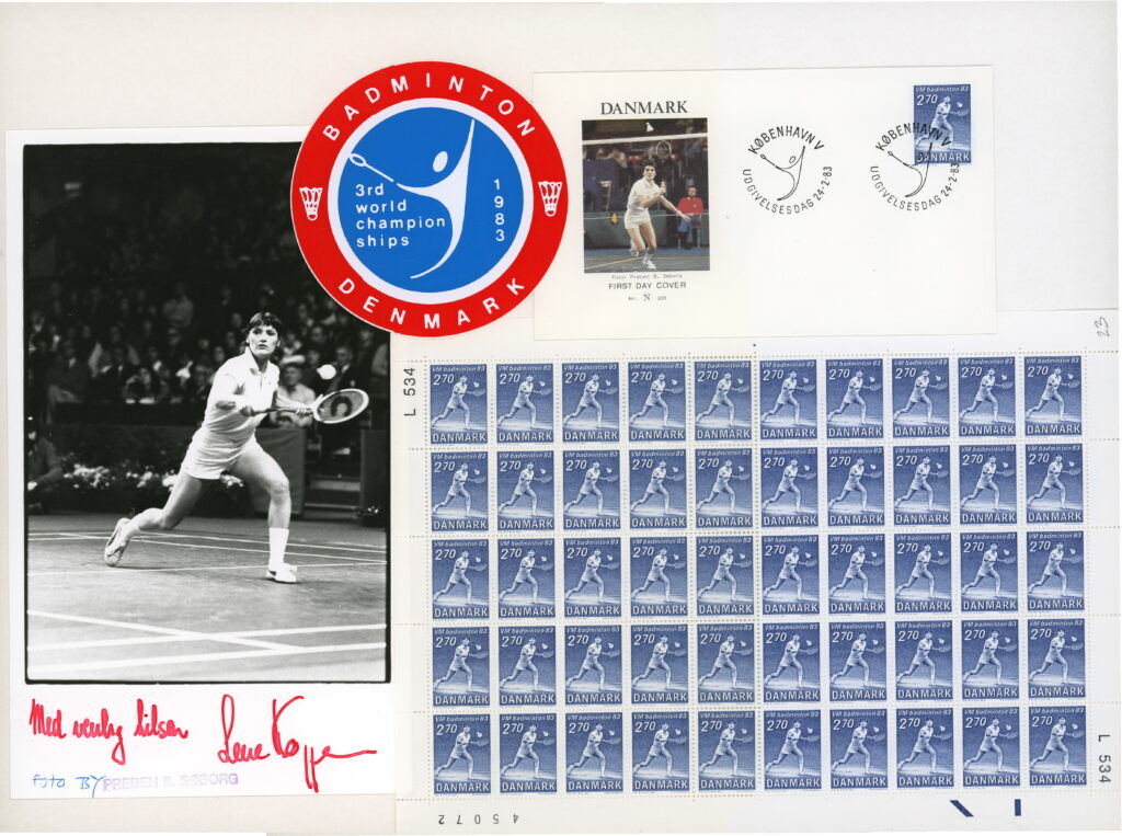 Lene Køppen på frimærke 1983 i anledning af VM i Danmark.