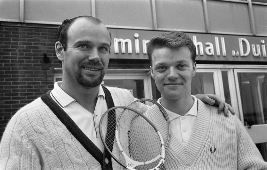 Tom Bacher og Erland Kops. Dansk herredouble ved de internationale mesterskaber i Harleem, Holland 10/2-1968.
